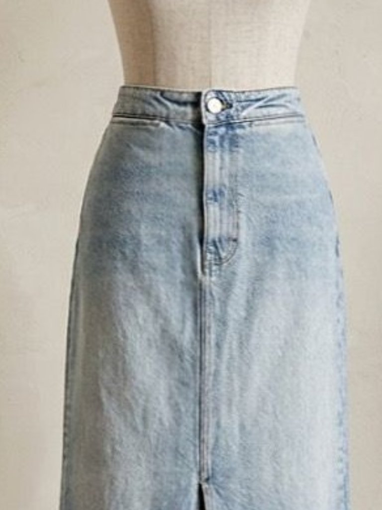 Farfetch Sunflower Sara Denim Maxi Skirt Front Slit Long Jean Bottom Minimalist — image 8 of 8
